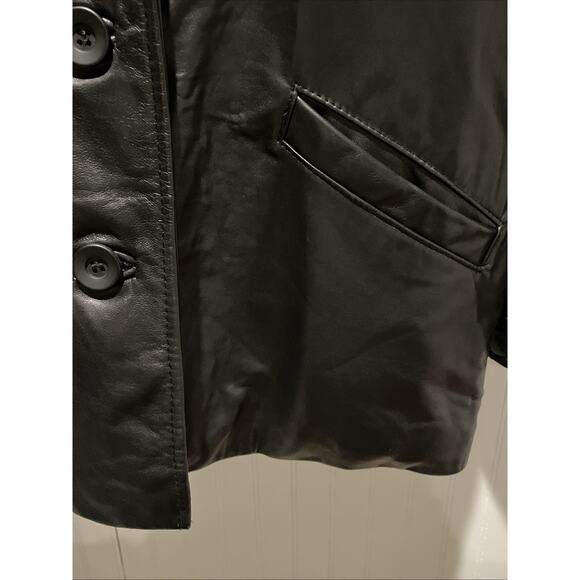 Leonardo Black 100% Leather Lined Button Jacket Made Canada Sz S/P - Picture 6 of 10